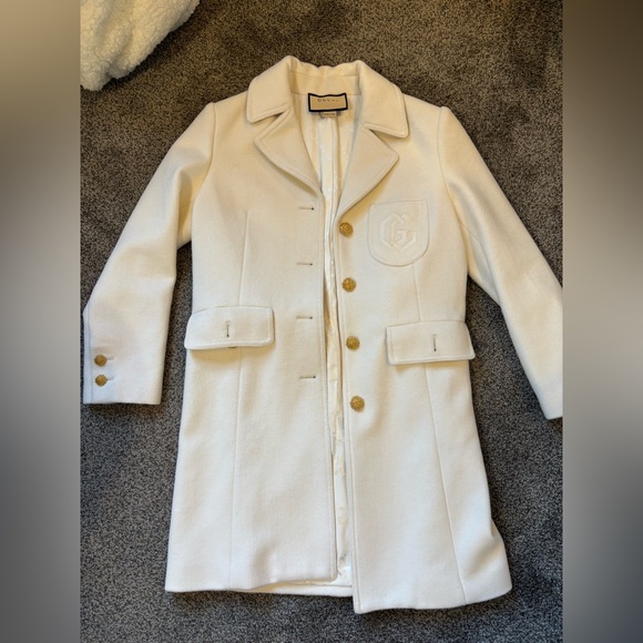 Gucci Double G Embroidery Wool Coat - Picture 1 of 9